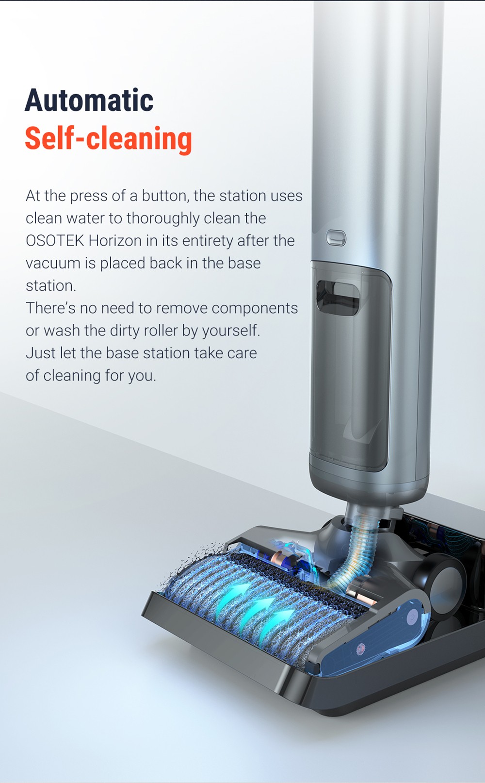 OSOTEK H200 Horizon Wet Dry Vacuum Cleaner, Auto Self-Cleaning, 4000mAh Capacity, 750ml Clean Water Tank, 35min Runtime