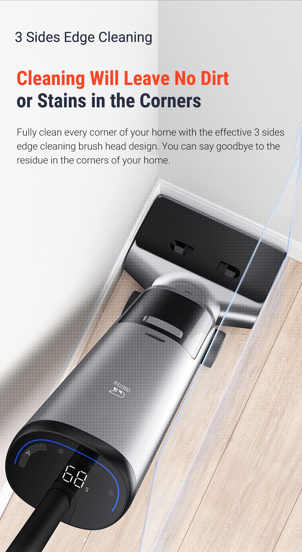 OSOTEK H200 Horizon Wet Dry Vacuum Cleaner, Auto Self-Cleaning, 4000mAh Capacity, 750ml Clean Water Tank, 35min Runtime