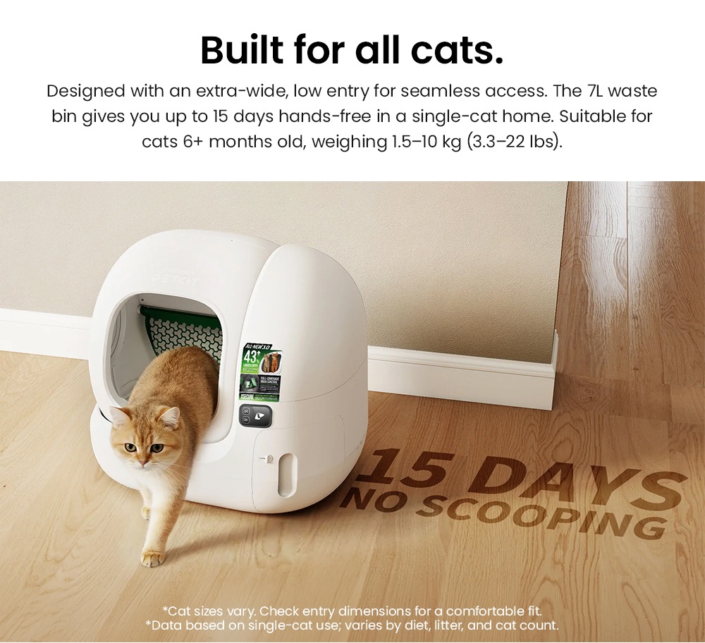 PETKIT Purobot Max 3 Automatic Cat Litter Box, 76L Cylinder Space, 7L Waste Bin, 35dB Quiet Operation, 2.4GHz Wi-Fi, 15-Day Scoop-Free Use, 360° Leak-Proof, Cat Health Tracking