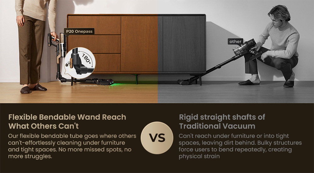 Refurbished Proscenic P20 OnePass Cordless Vacuum Cleaner, 70000Pa Suction, 70-Min Runtime, 680W Brushless Motor, 180° Bendable Tube, Wet & Dry Cleaning with Extra Water Tank