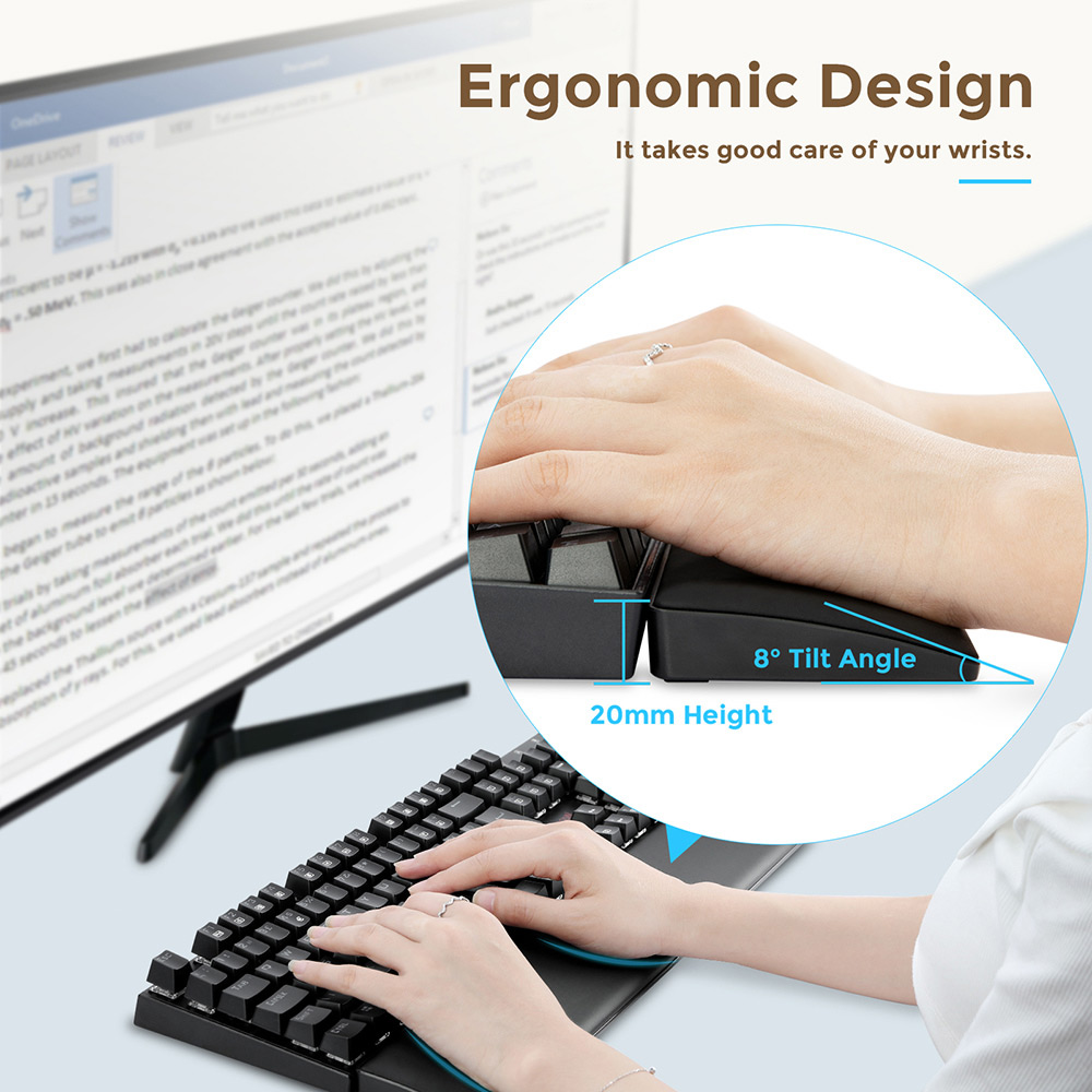 Redragon P035 Meteor S Keyboard Wrist Rest Pad Soft Memory Foam Wrist Support Anti-Slip Rubber Base Size 289*73*17mm