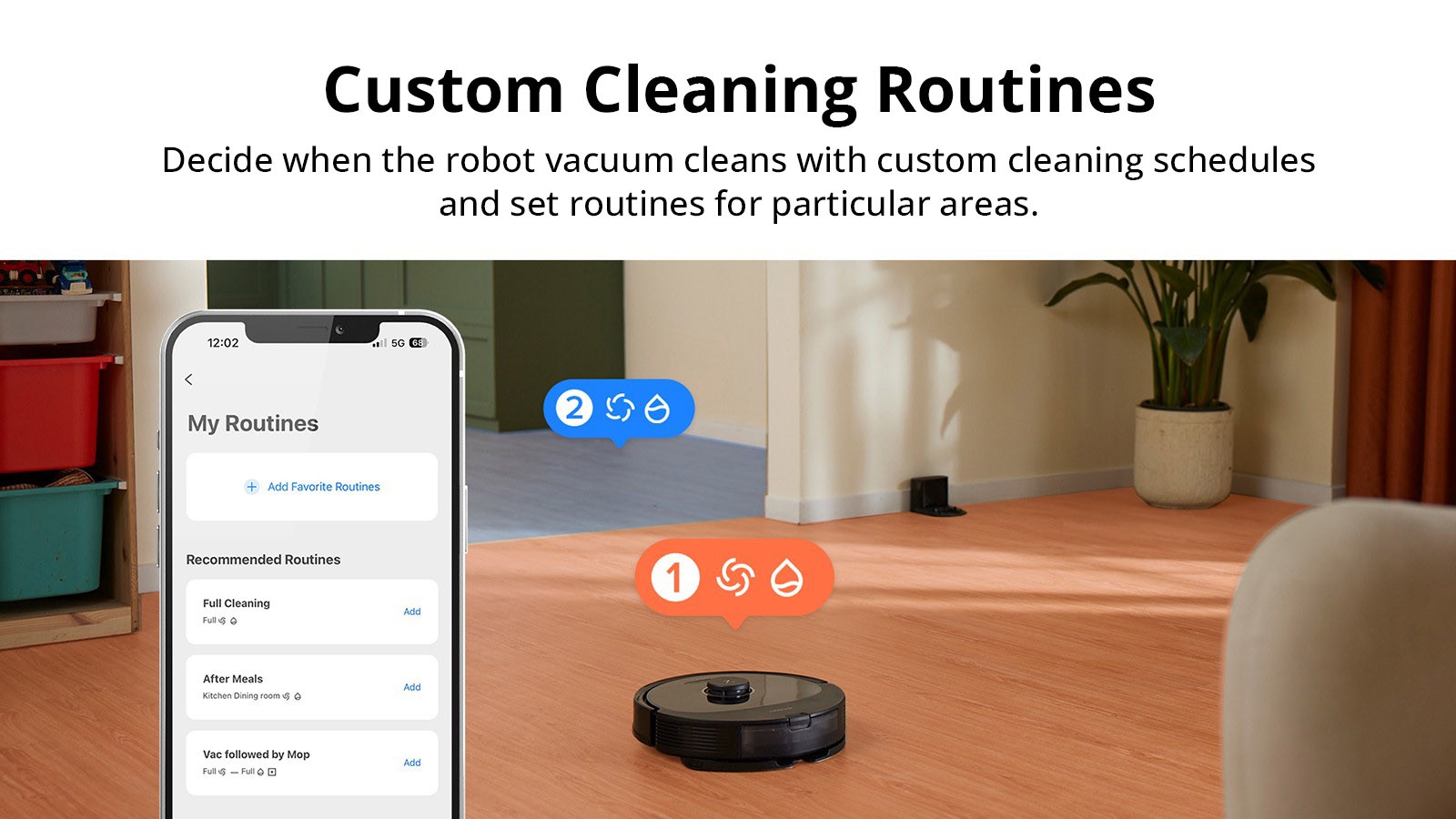 Roborock Q8 Max Robot Vacuum Cleaner, 5500Pa Suction, DuoRoller Brush, LDS Navigation, 470ml Dustbin, 350ml Water Tank