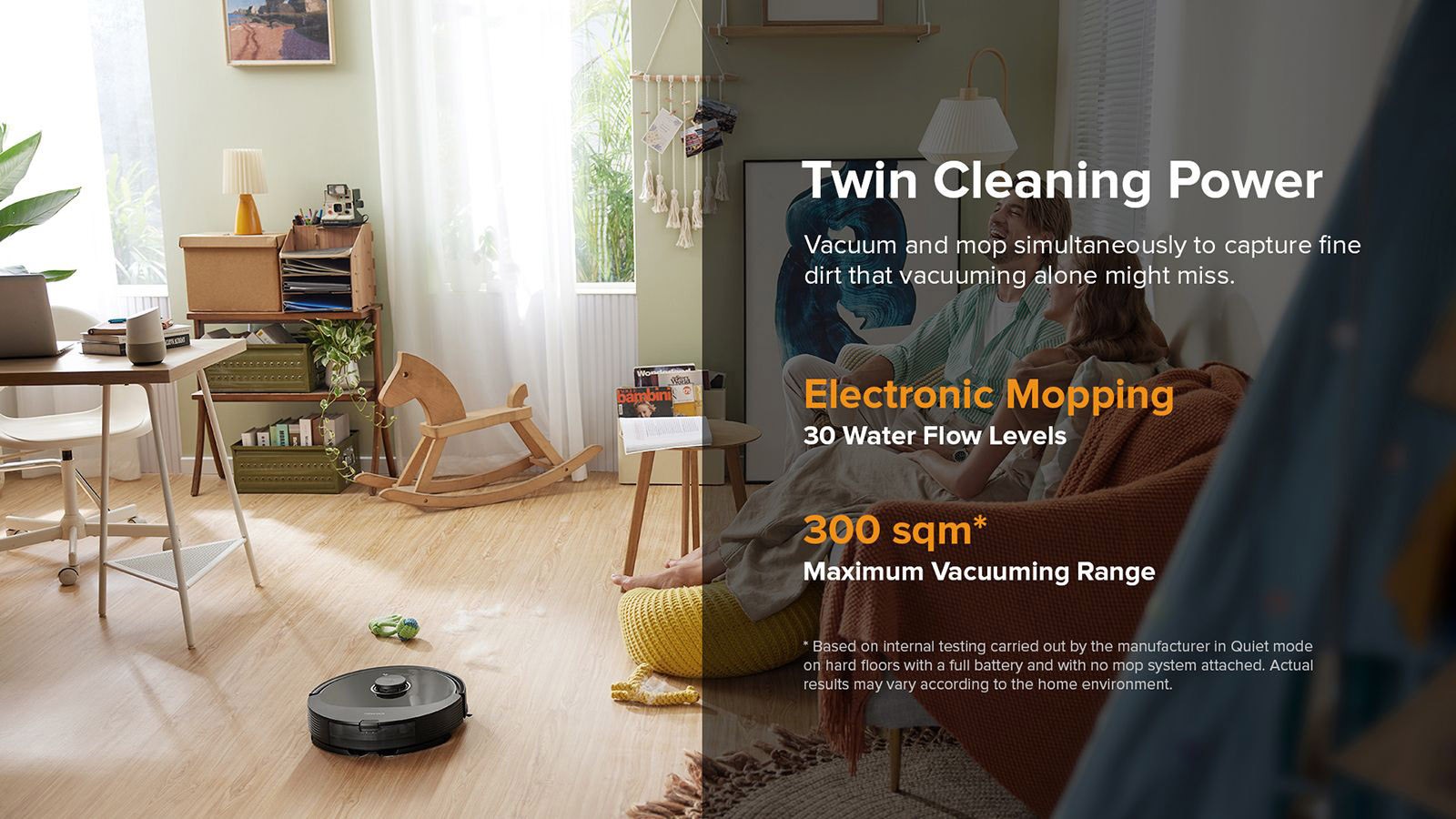 Roborock Q8 Max Robot Vacuum Cleaner, 5500Pa Suction, DuoRoller Brush, LDS Navigation, 470ml Dustbin, 350ml Water Tank