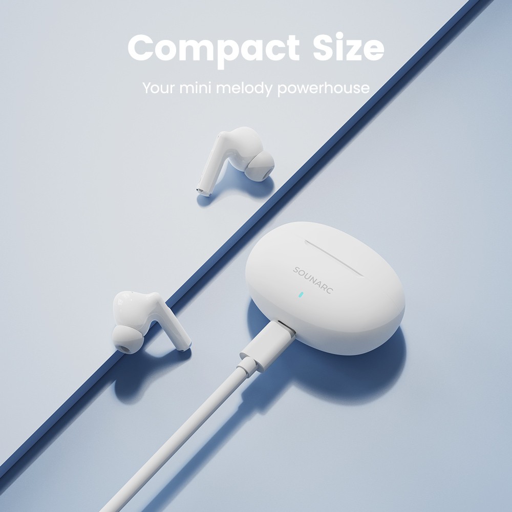 SOUNARC Q1 Earbuds, Bluetooth 5.3, 28 Hours of Playtime, Smart Touch Control - White