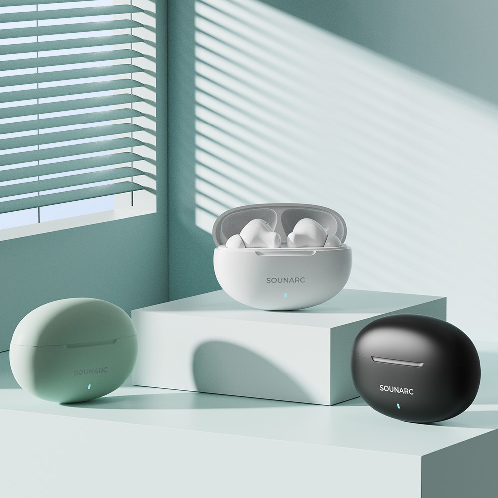 SOUNARC Q1 Earbuds, Bluetooth 5.3, 28 Hours of Playtime, Smart Touch Control - White