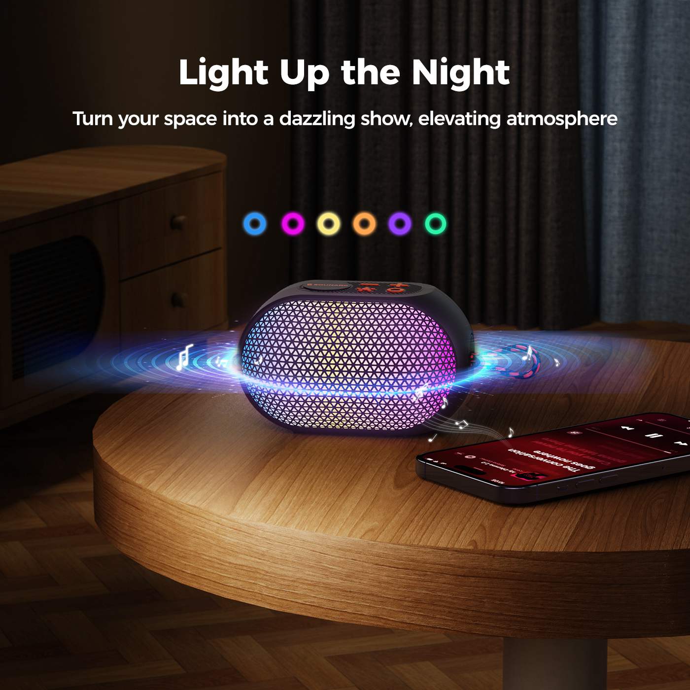 SOUNARC XR3 Mini Portable Bluetooth Speaker – 5W Stereo Sound, Bluetooth 5.3, TWS Pairing, 10H Playtime, LED Lighting, microSD & AUX Compatible