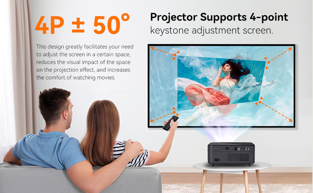 Refurbished SUREWHEEL SW10 Projector, Native1080P, 13000 Lumens, 180inch Max Projection Size, 5G WiFi & Bluetooth, Zoom Function, 4 Point Keystone Correction