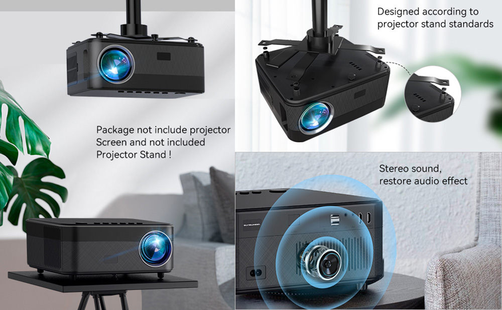 Refurbished SUREWHEEL SW10 Projector, Native1080P, 13000 Lumens, 180inch Max Projection Size, 5G WiFi & Bluetooth, Zoom Function, 4 Point Keystone Correction