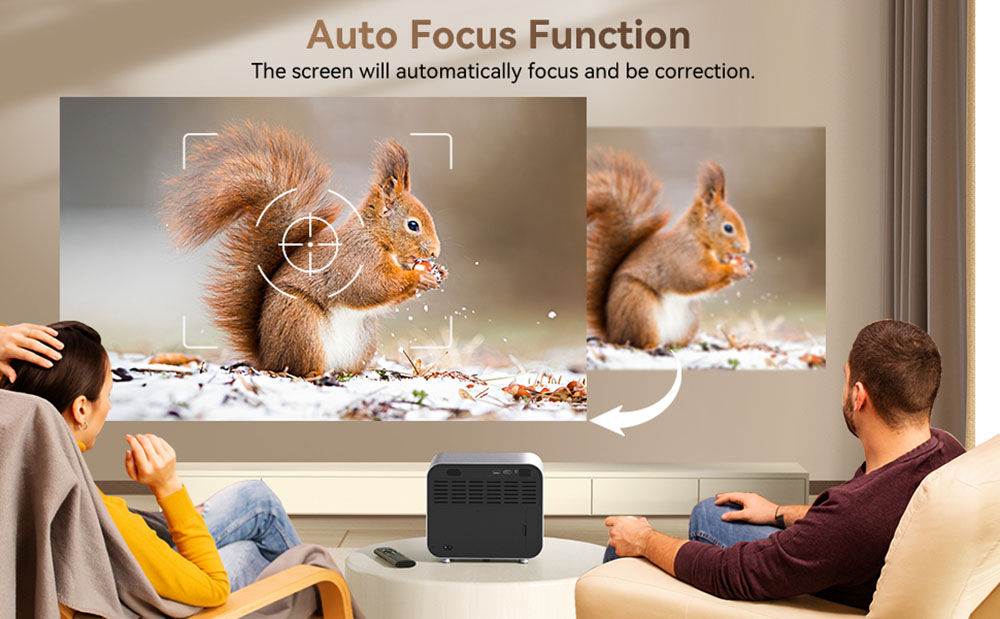 SUREWHEEL SW30 Projector, Auto Focus, Native 1080P, 4K Support, 220inch Display, 5G WiFi & Bluetooth 5.0, 12000 Lumens, Smart TV System, Keystone Correction, Zoom