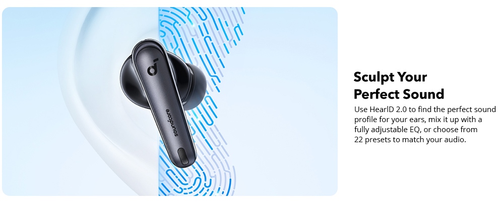 Soundcore Liberty 4 NC Earbuds TWS Headphones, Adaptive ANC 2.0, Bluetooth 5.3, IPX4 Waterproof, Fast Charging - Black