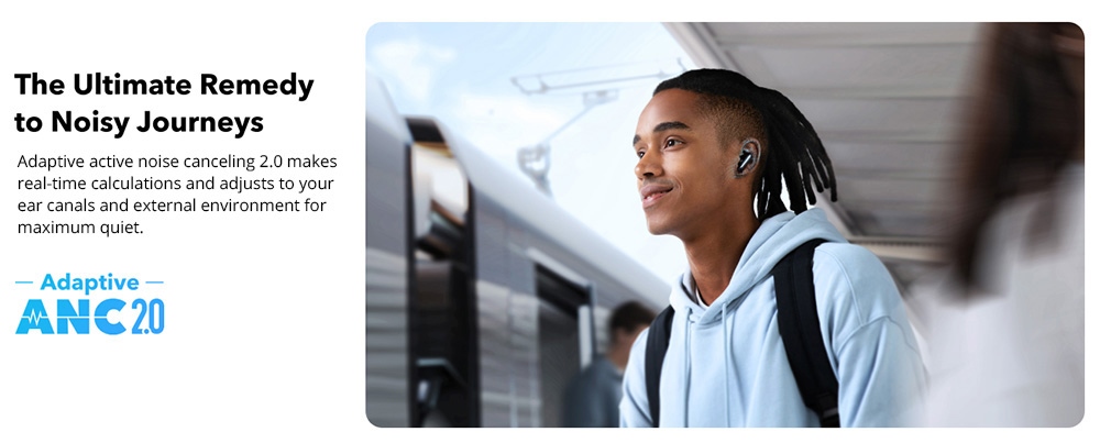 Soundcore Liberty 4 NC Earbuds TWS Headphones, Adaptive ANC 2.0, Bluetooth 5.3, IPX4 Waterproof, Fast Charging - Black