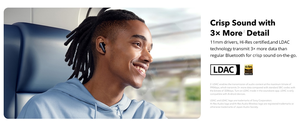 Soundcore Liberty 4 NC Earbuds TWS Headphones, Adaptive ANC 2.0, Bluetooth 5.3, IPX4 Waterproof, Fast Charging - Black