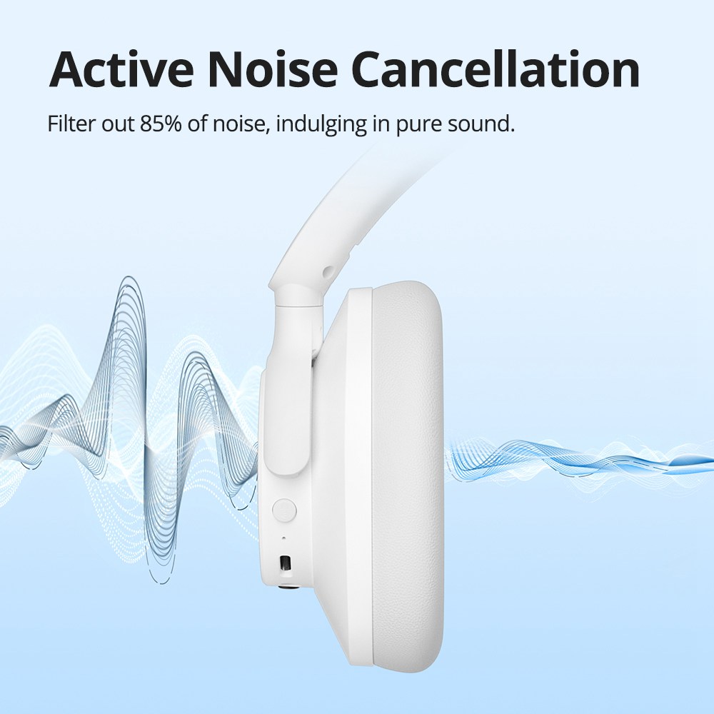 Tronsmart SOUNFII Q20 Wireless Single Feed Noise Cancelling Over-Ear Headphones - White