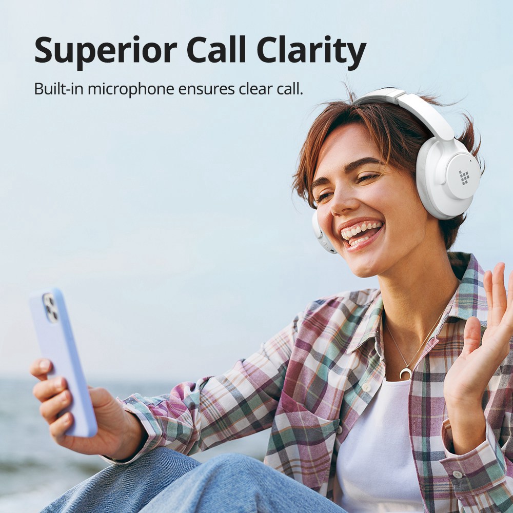 Tronsmart SOUNFII Q20 Wireless Single Feed Noise Cancelling Over-Ear Headphones - White