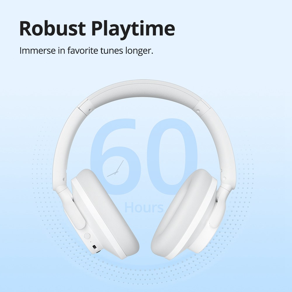 Tronsmart SOUNFII Q20 Wireless Single Feed Noise Cancelling Over-Ear Headphones - White
