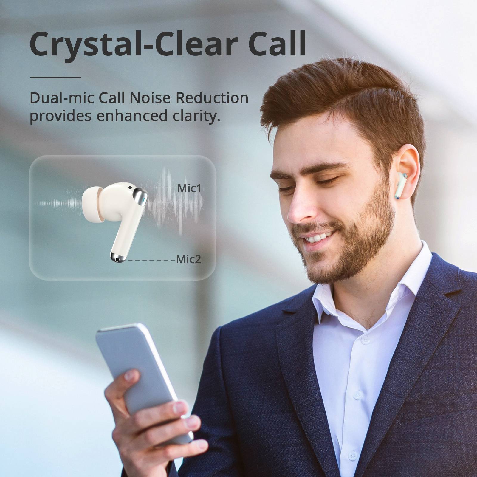 Tronsmart Sounfii R4 TWS ENC Call Noise Reduction Earphones Beige