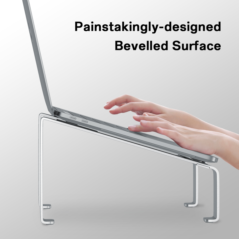 Splendz U-Shaped Laptop Stand, 4mm Aluminum Alloy, 11–17 Inch Laptops, 20kg Load Capacity, 5.9-Inch Ergonomic Riser, Anti-Slip Design - Silver