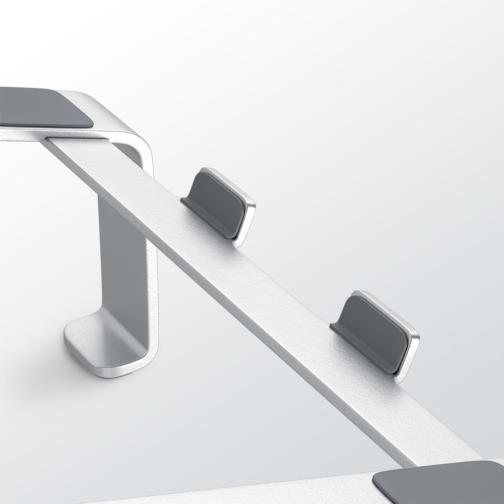 Splendz U-Shaped Laptop Stand, 4mm Aluminum Alloy, 11–17 Inch Laptops, 20kg Load Capacity, 5.9-Inch Ergonomic Riser, Anti-Slip Design - Silver
