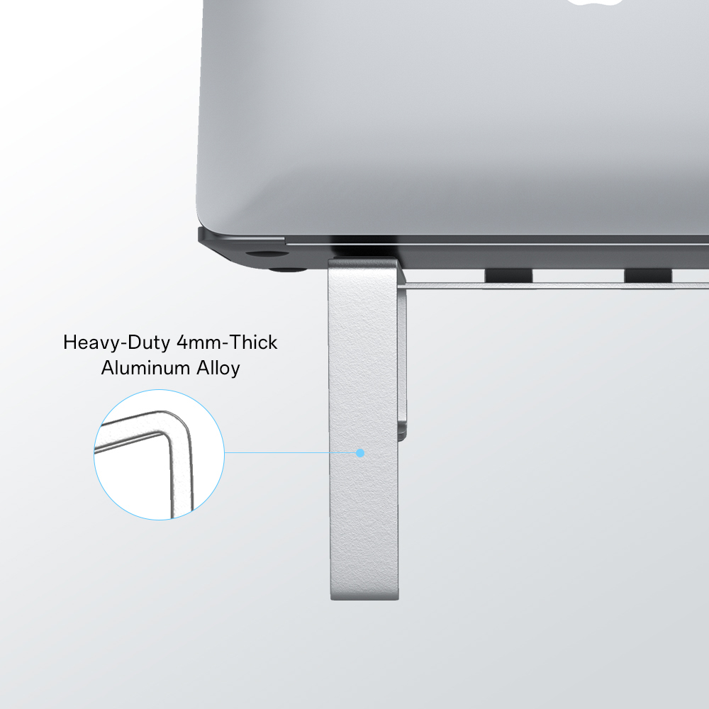 Splendz U-Shaped Laptop Stand, 4mm Aluminum Alloy, 11–17 Inch Laptops, 20kg Load Capacity, 5.9-Inch Ergonomic Riser, Anti-Slip Design - Silver