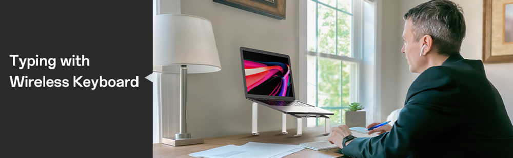 Splendz U-Shaped Laptop Stand, 4mm Aluminum Alloy, 11–17 Inch Laptops, 20kg Load Capacity, 5.9-Inch Ergonomic Riser, Anti-Slip Design - Silver