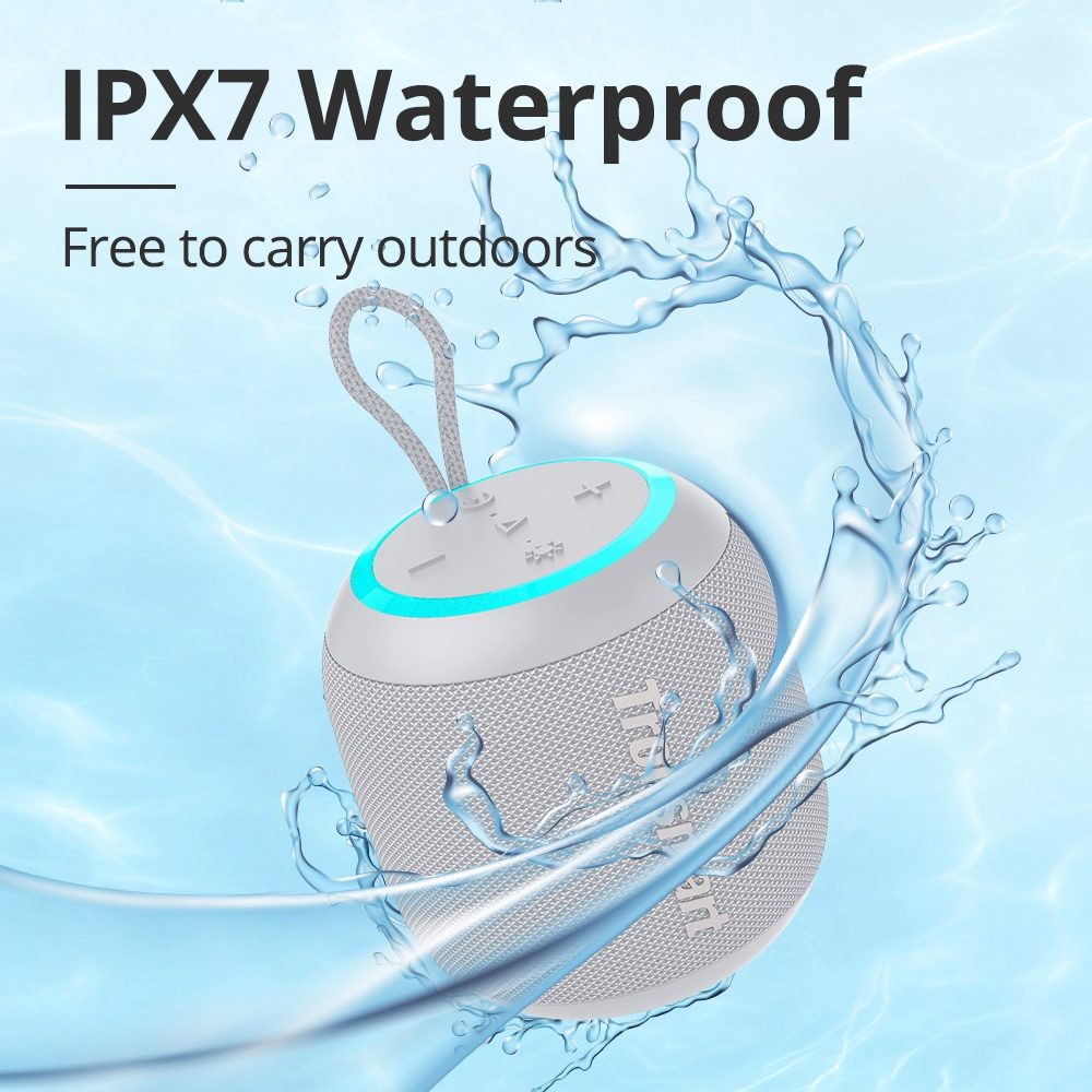 Refurbished Tronsmart T7 Mini 15W Bluetooth Speaker with Light, Waterproof Level 7 - Gray