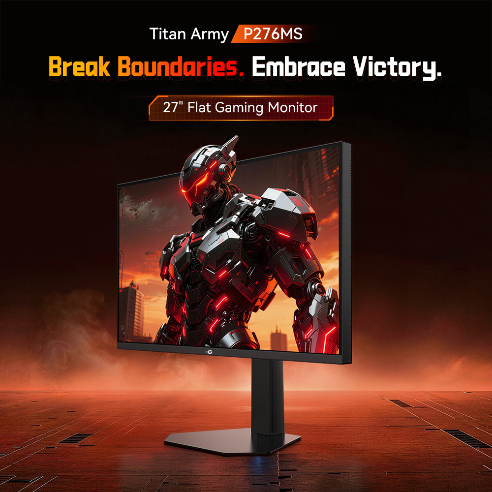 Refurbished TITAN ARMY P276MS Gaming Monitor, 27" QHD 2560×1440 Fast IPS, 275Hz Overclock, 1ms MPRT, HDR1000 1200nits, FreeSync, Game Plus & 15 Scenario Modes, PBP & PIP Split-screen Mode, Low Blue Light & Flicker-Free, Adjustable Tilt Stand