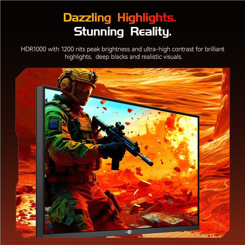 Refurbished TITAN ARMY P276MS Gaming Monitor, 27" QHD 2560×1440 Fast IPS, 275Hz Overclock, 1ms MPRT, HDR1000 1200nits, FreeSync, Game Plus & 15 Scenario Modes, PBP & PIP Split-screen Mode, Low Blue Light & Flicker-Free, Adjustable Tilt Stand