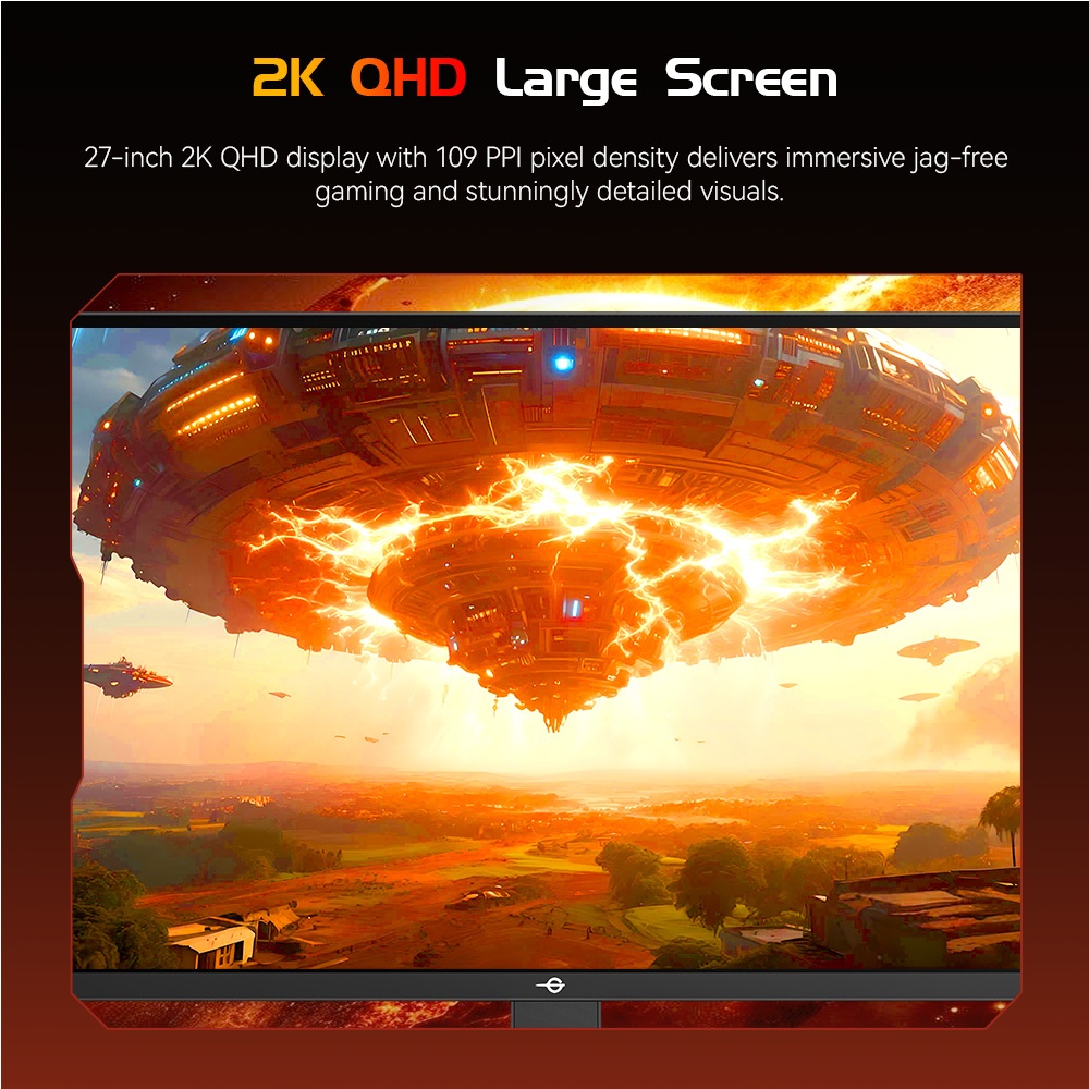 Refurbished TITAN ARMY P276MS Gaming Monitor, 27" QHD 2560×1440 Fast IPS, 275Hz Overclock, 1ms MPRT, HDR1000 1200nits, FreeSync, Game Plus & 15 Scenario Modes, PBP & PIP Split-screen Mode, Low Blue Light & Flicker-Free, Adjustable Tilt Stand