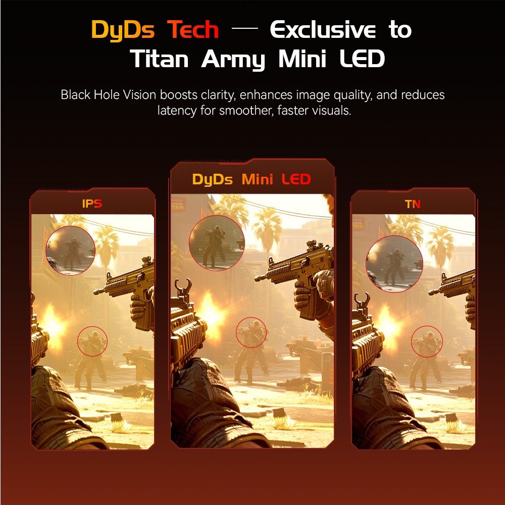 Refurbished TITAN ARMY P276MS Gaming Monitor, 27" QHD 2560×1440 Fast IPS, 275Hz Overclock, 1ms MPRT, HDR1000 1200nits, FreeSync, Game Plus & 15 Scenario Modes, PBP & PIP Split-screen Mode, Low Blue Light & Flicker-Free, Adjustable Tilt Stand