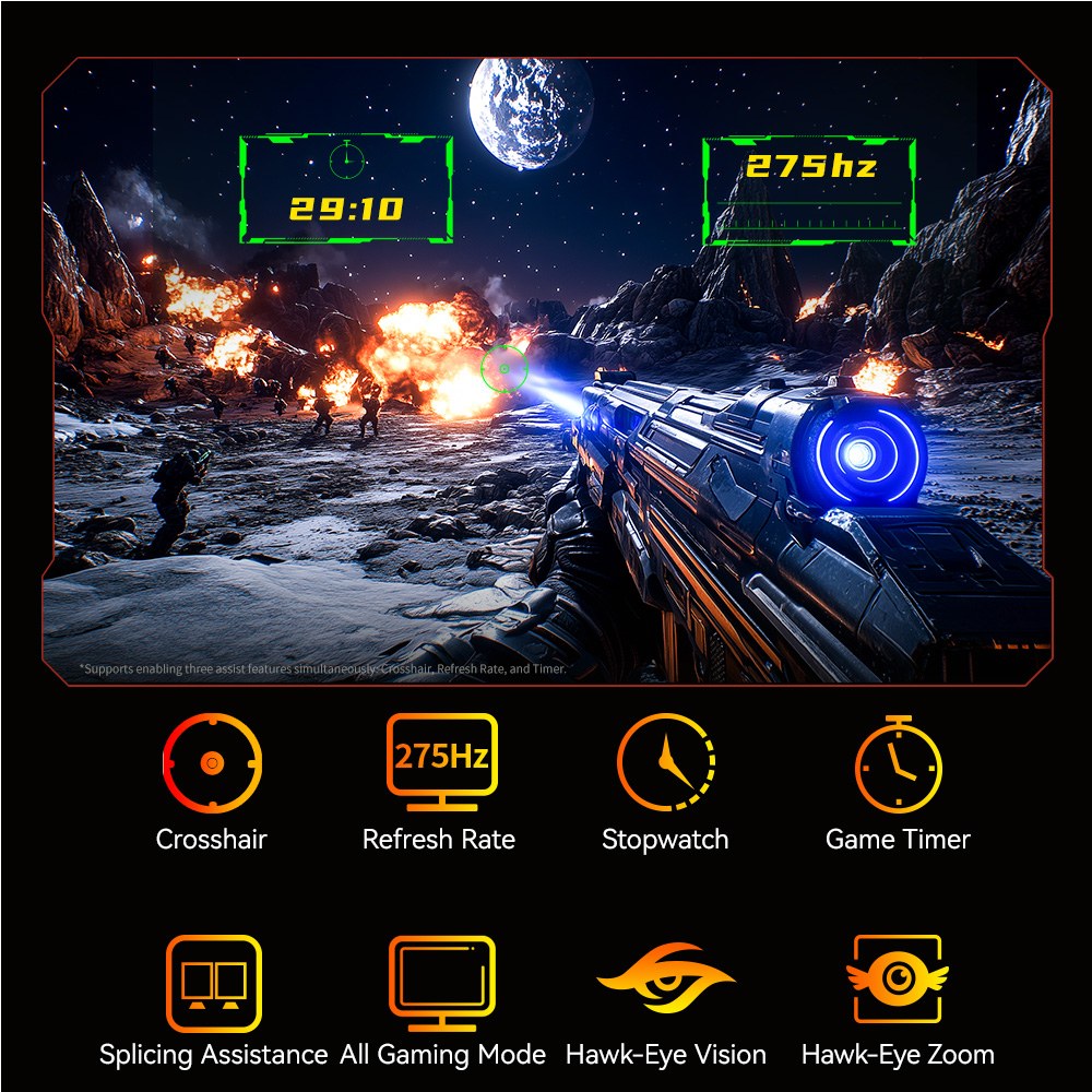 Refurbished TITAN ARMY P276MS Gaming Monitor, 27" QHD 2560×1440 Fast IPS, 275Hz Overclock, 1ms MPRT, HDR1000 1200nits, FreeSync, Game Plus & 15 Scenario Modes, PBP & PIP Split-screen Mode, Low Blue Light & Flicker-Free, Adjustable Tilt Stand