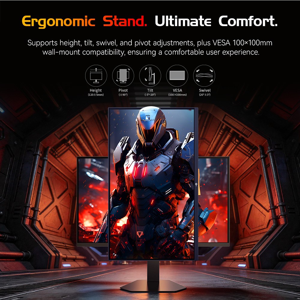 Refurbished TITAN ARMY P276MS Gaming Monitor, 27" QHD 2560×1440 Fast IPS, 275Hz Overclock, 1ms MPRT, HDR1000 1200nits, FreeSync, Game Plus & 15 Scenario Modes, PBP & PIP Split-screen Mode, Low Blue Light & Flicker-Free, Adjustable Tilt Stand
