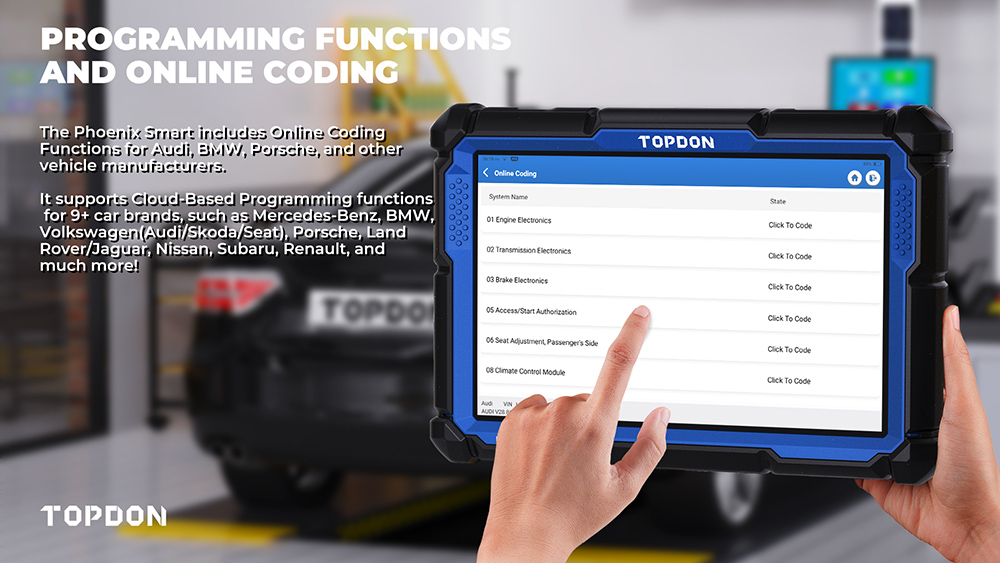 TOPDON Phoenix Smart Car Intelligent Diagnostic Tools with Phoenix MDCI Pro, 4-Core Processor, 10.1-inch HD Touch Screen