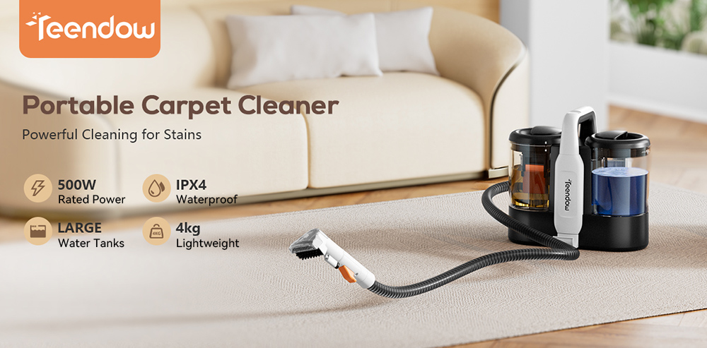 Refurbished Teendow C5 Carpet Cleaner Vacuum, 11KPa Powerful Suction, ≤80dB Low Noise, 1500ml Large Water Tank Capacity