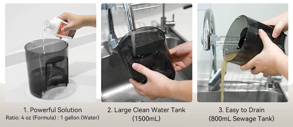 Refurbished Teendow C5 Carpet Cleaner Vacuum, 11KPa Powerful Suction, ≤80dB Low Noise, 1500ml Large Water Tank Capacity