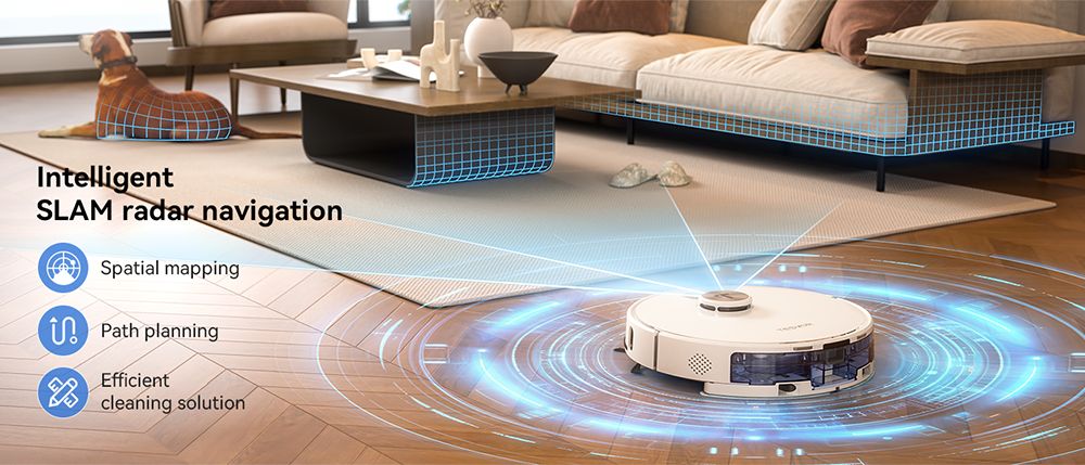 Tesvor S8 Max Robot Vacuum Cleaner, 3-in-1 Vacuum/Sweep/Mop, 8000Pa Super Suction, Up to 180min Runtime, Self-emptying, 2.5L Large Dust Bag, Remote/APP Control, LiDAR Navigation