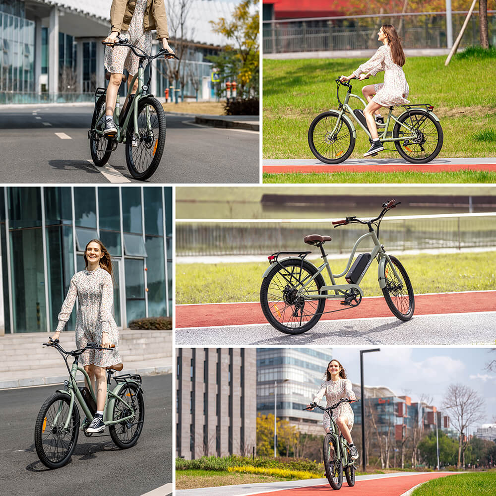 Touroll B2 Blue-Green EU Plug Low-Stride 26 Inches 36V15.6Ah Battery Capacity 250W Motor E-Bike