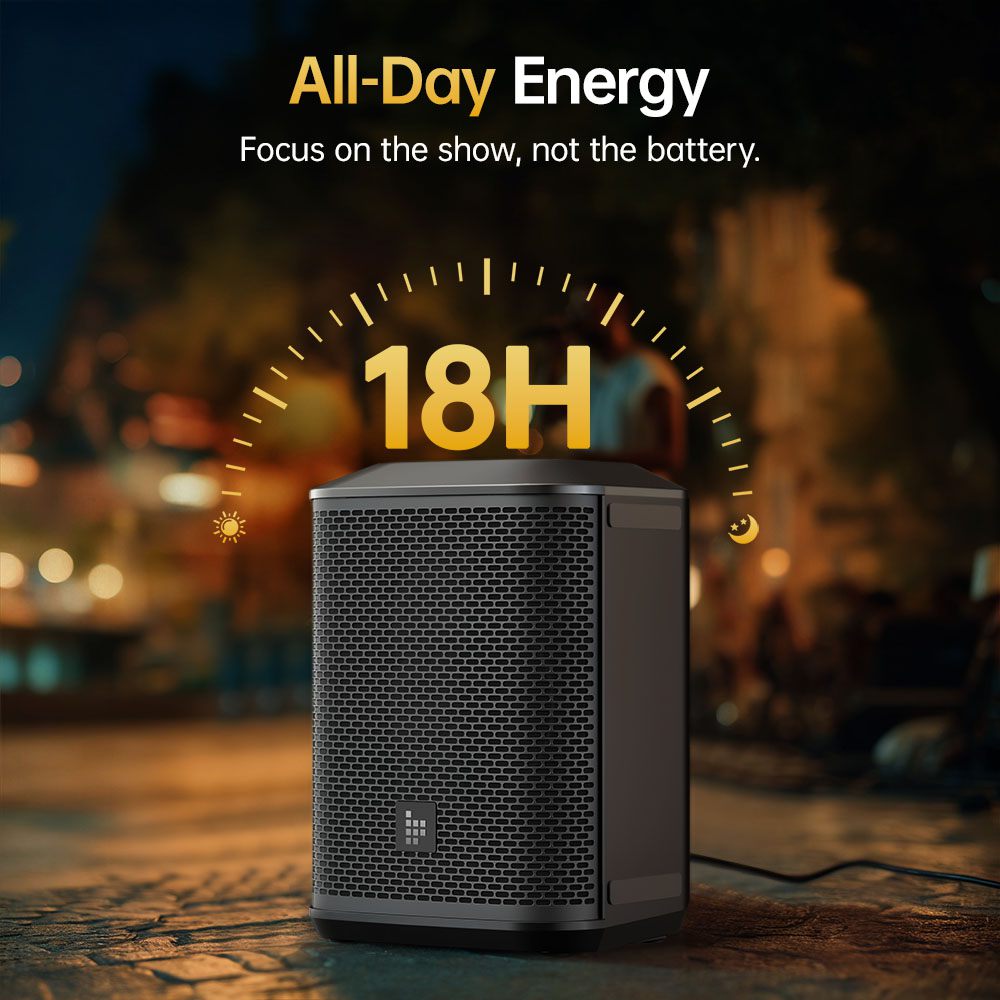 Tronsmart Hytune S1 All-in-One tragbares PA-System, 200 W Spitzenleistung, 42 Hz Tiefbass, 13.000 mAh Akku, 18 Stunden Wiedergabezeit, 3-Kanal-Mixer, Bluetooth 5.0, TWS, App-Steuerung