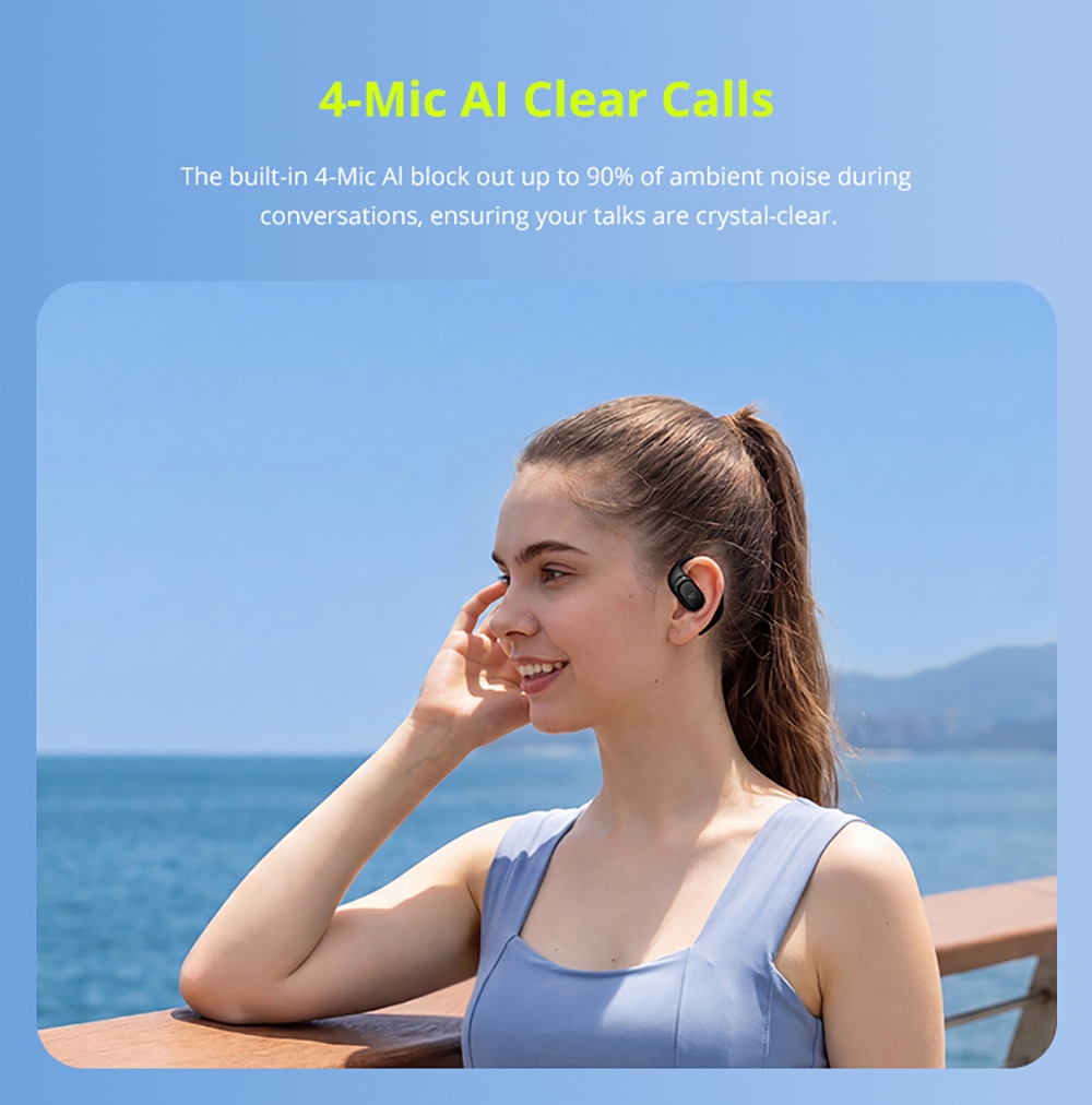 Écouteurs intra-auriculaires ouverts Tronsmart OpenFly 2 Pro, audio haute résolution, haut-parleur de 12 mm, LDAC, réduction de bruit par IA à 4 microphones, jusqu'à 40 h d'autonomie, contrôle via application - Noir obsidien