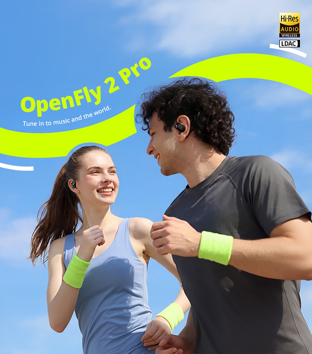 Casque audio ouvert Tronsmart OpenFly 2 Pro, audio haute résolution, haut-parleur de 12 mm, LDAC, réduction de bruit par IA avec 4 microphones, jusqu'à 40 h d'autonomie, contrôle via application - Blanc nacré