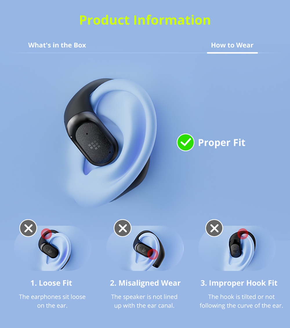 Casque audio ouvert Tronsmart OpenFly 2 Pro, audio haute résolution, haut-parleur de 12 mm, LDAC, réduction de bruit par IA avec 4 microphones, jusqu'à 40 h d'autonomie, contrôle via application - Blanc nacré