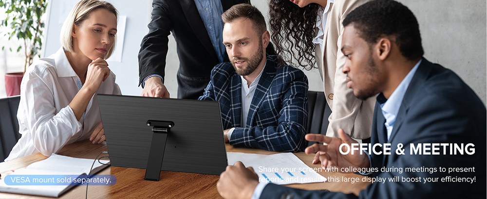 UPERFECT K118 18'' Portable Gaming Monitor, 144Hz Refresh Rate, 2560x1600 IPS Screen, 1000:1 Contrast Ratio, FreeSync, HDR, 100% DCI-P3, Built-in Speaker, 9ms Response Time, Low Blue Light, VESA Mountable, 1*Mini HDMI,1*Type-C, 1*Audio Jack - EU Plug