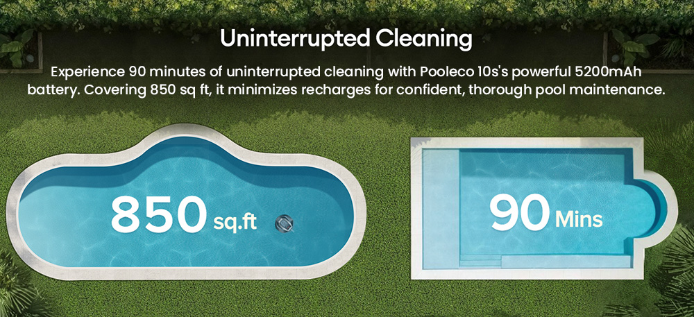 Refurbished Ultenic Pooleco 10s Robotic Pool Cleaner, APP/Remote Control, 90min Runtime, 5200mAh, 3X Motors, for Inground/Above-Ground Pools up to 850 Sq.ft