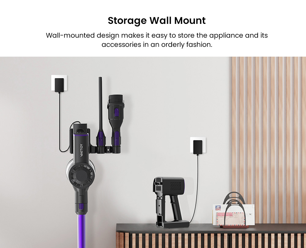 Vactidy V8 Pro Cordless Vacuum Cleaner, 25kPa Powerful Suction, Cyclonic Filtration System, 500ml Dust Cup, LED Touch Display, 180° Rotatable Brush Head, 35min Runtime, Self-Standing Design - EU Plug