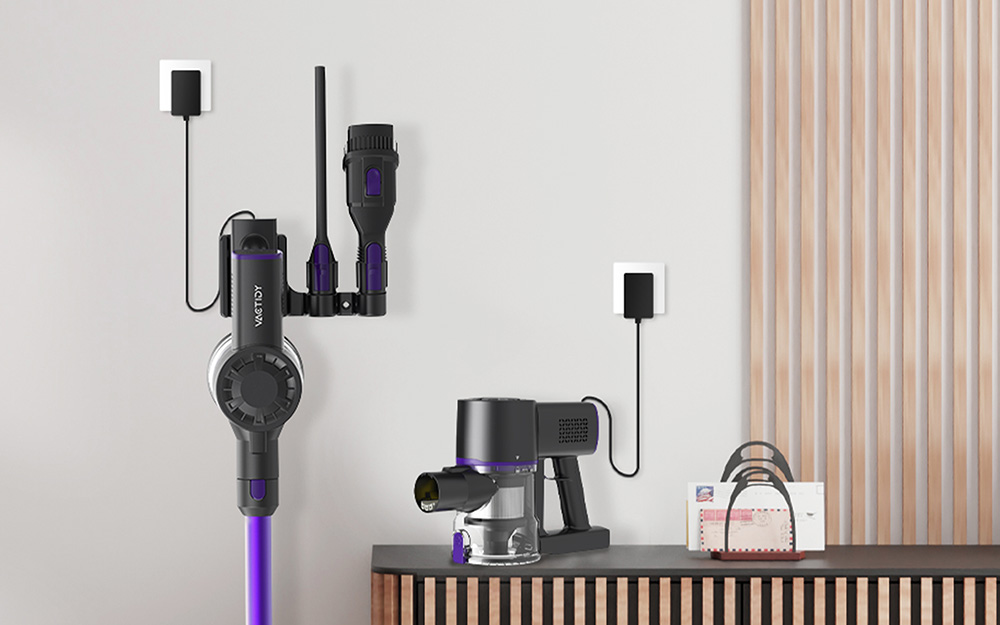Vactidy V8 Pro Cordless Vacuum Cleaner, 25kPa Powerful Suction, Cyclonic Filtration System, 500ml Dust Cup, LED Touch Display, 180° Rotatable Brush Head, 35min Runtime, Self-Standing Design - EU Plug