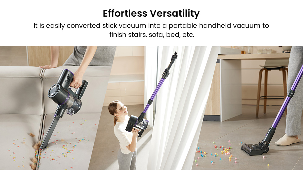 Vactidy V8 Pro Cordless Vacuum Cleaner, 25kPa Powerful Suction, Cyclonic Filtration System, 500ml Dust Cup, LED Touch Display, 180° Rotatable Brush Head, 35min Runtime, Self-Standing Design - EU Plug