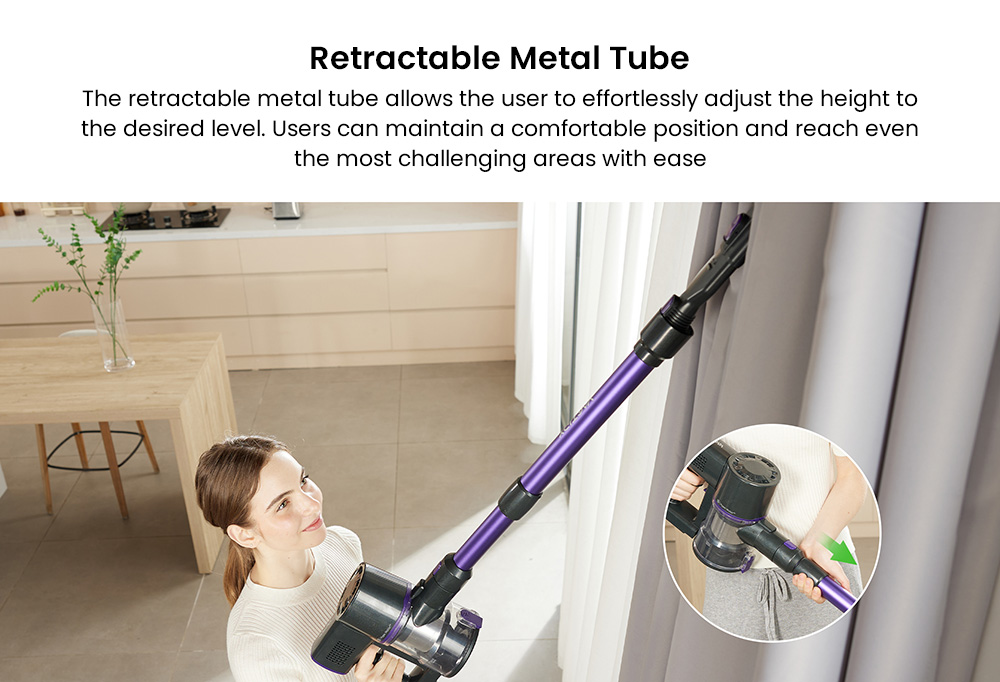 Vactidy V8 Pro Cordless Vacuum Cleaner, 25kPa Powerful Suction, Cyclonic Filtration System, 500ml Dust Cup, LED Touch Display, 180° Rotatable Brush Head, 35min Runtime, Self-Standing Design - EU Plug