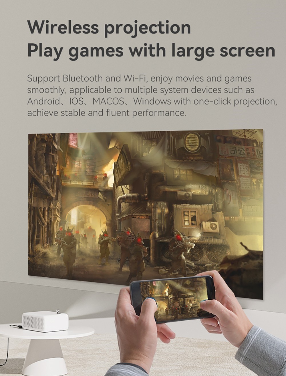 WANBO Mini Pro Projector, Android 9.0, Four-point Keystone Correction - EU Plug