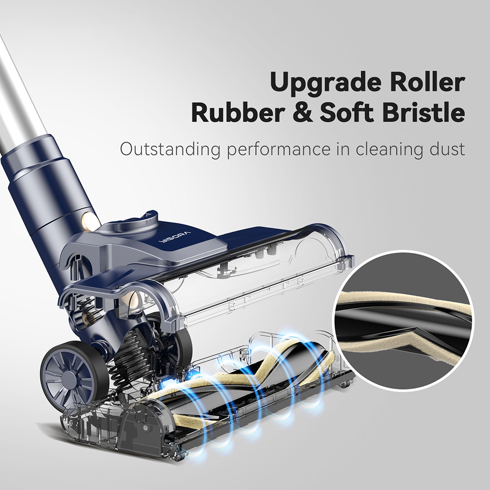 YISORA I8 6 in 1 Corded Stick Vacuum Cleaner, 23kPa Strong Suction Power, 600W Motor, Freestanding & Telescopic Tube, HEPA Filter, 20ft Cable, LED Headlights, 0.8L Dustbin