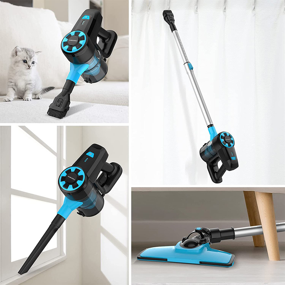 Refurbished YISORA N3 Cordless Vacuum Cleaner, 17kPa Powerful Suction, 0.7L Dust Cup, 40min Runtime, 2200mAh Capacity, 70dB Noise Level, Light Blue