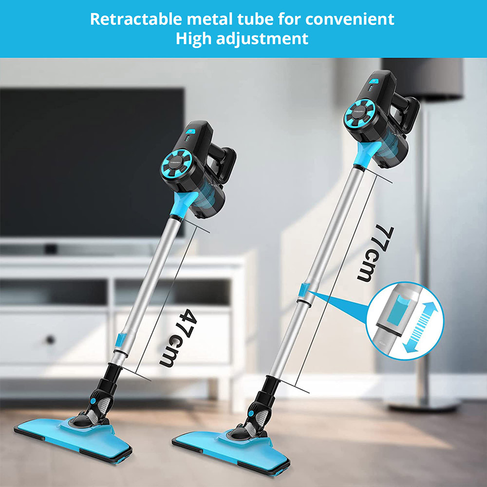 Refurbished YISORA N3 Cordless Vacuum Cleaner, 17kPa Powerful Suction, 0.7L Dust Cup, 40min Runtime, 2200mAh Capacity, 70dB Noise Level, Light Blue